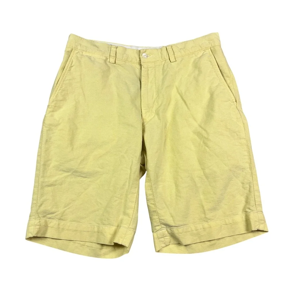 Polo Ralph Lauren Mens 32 Yellow Cotton Flat Front Chino Shorts Classic Fit 10in